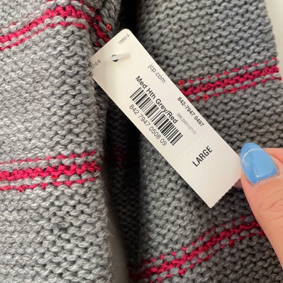Grey and red striped sweater, size L - Picture 2 of 5